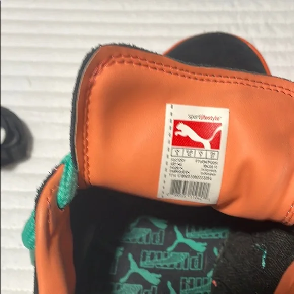 Puma Black and Teal Sneakers with Orange Soles - Picture 6 of 6